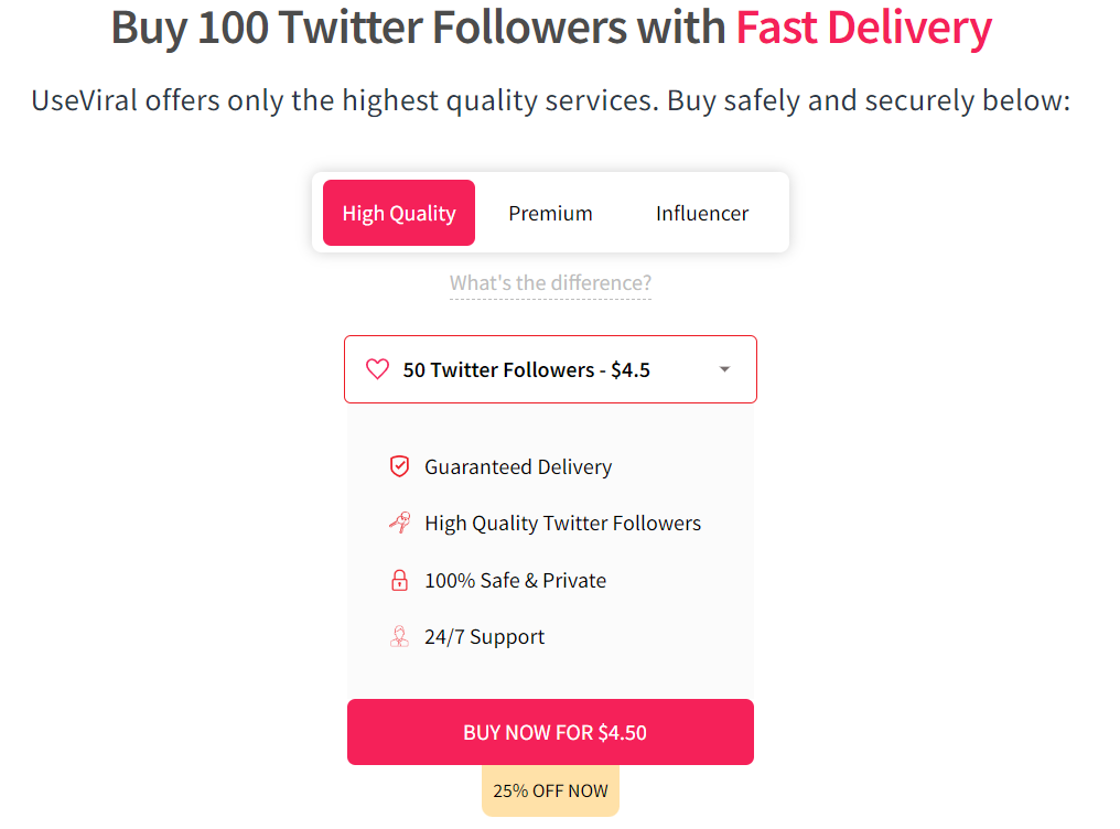 useviral buy 100 twitter followers