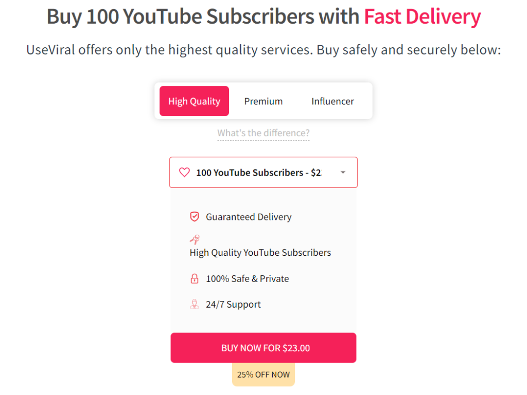 useviral buy 100 youtube subscribers
