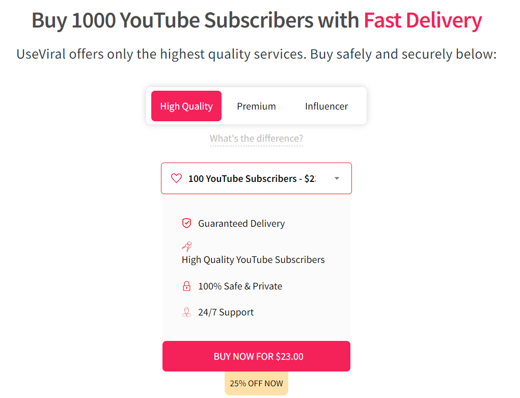 useviral buy 1000 youtube subscribers