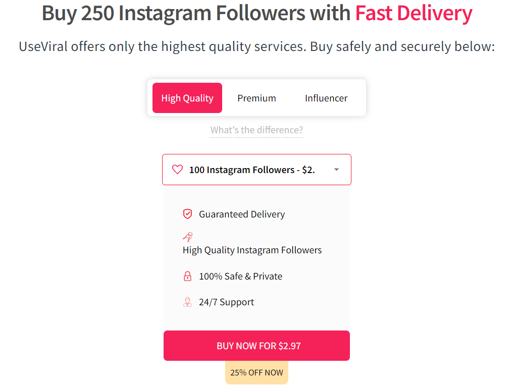 useviral buy 250 instagram followers