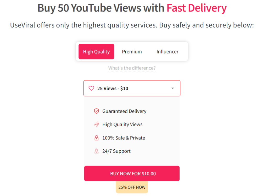 useviral buy 50 youtube views