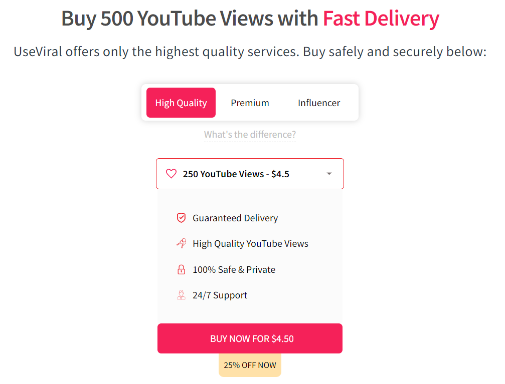 useviral buy 500 youtube views