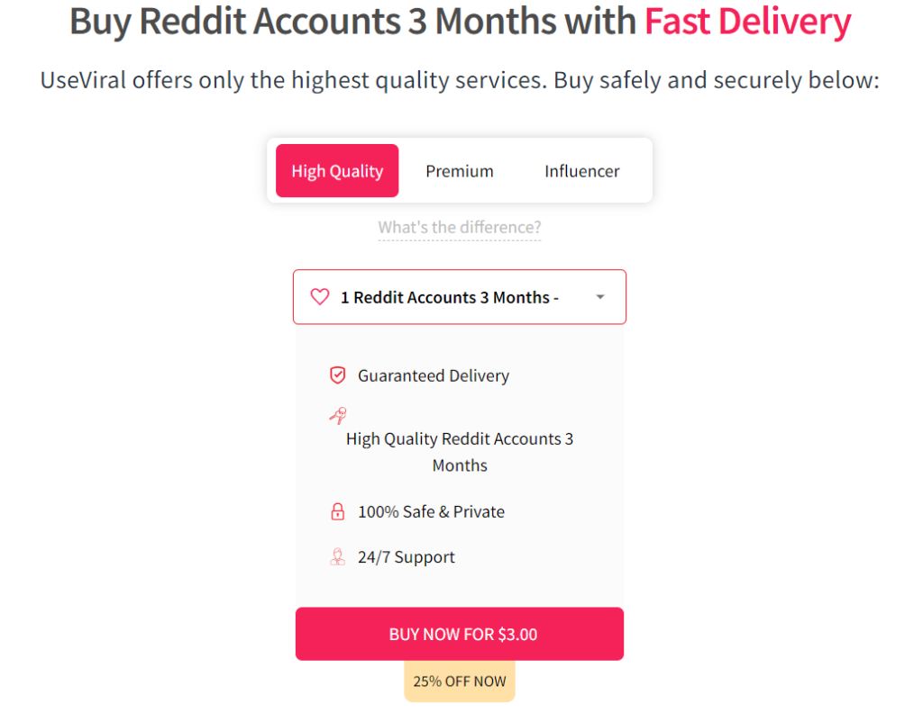 useviral buy reddit account 3 months old