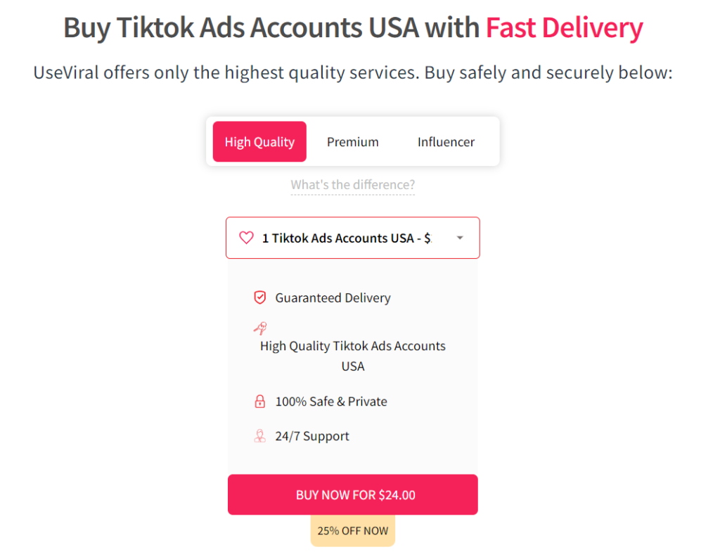 useviral buy tiktok ads accounts usa