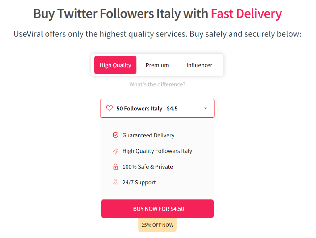 useviral buy twitter followers italy
