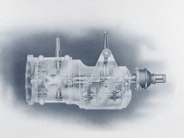 Cutaway view of a manual transmission gearbox