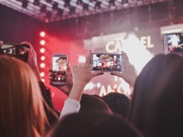 people watching concert during night time