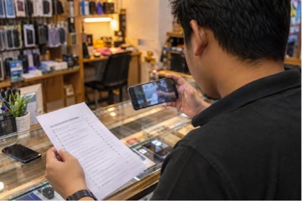 man watching video